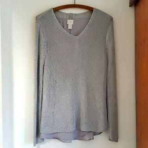 Chico's metallic sweater with under blouse. SIZE 1